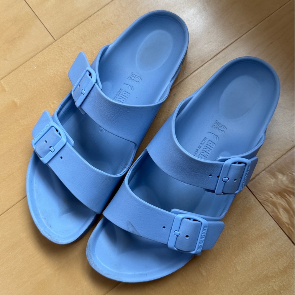 Birkenstock Womens Sz 10 Light Blue Double Strap Sandals